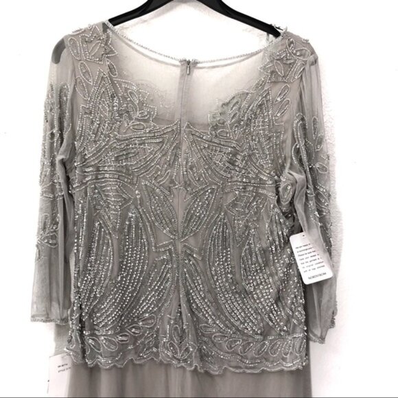 Pisarro Nights Beaded & Sequined Long Mesh Gown - Picture 5 of 7